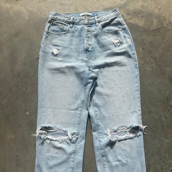Pacsun Dad Jeans Women's Size 27 Light Blue Distressed Straight Cut Jeans - Picture 2 of 8